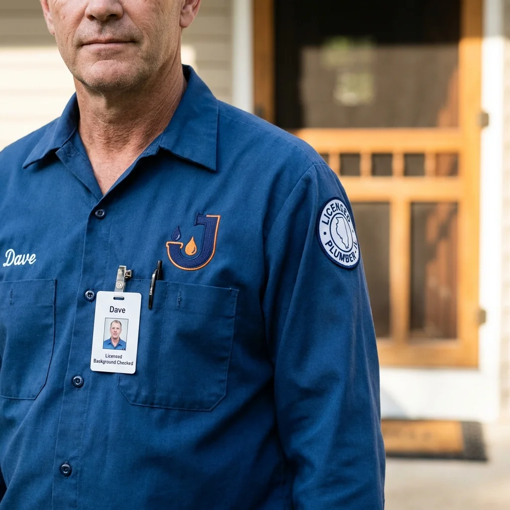 Licensed plumber showing ID badge in Klamath Falls, OR