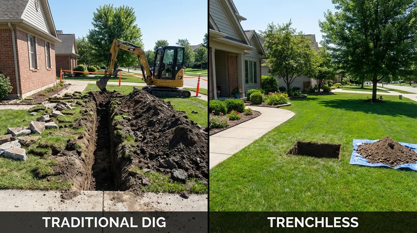 Trenchless sewer repair with minimal yard damage versus traditional excavation in Klamath Falls, OR